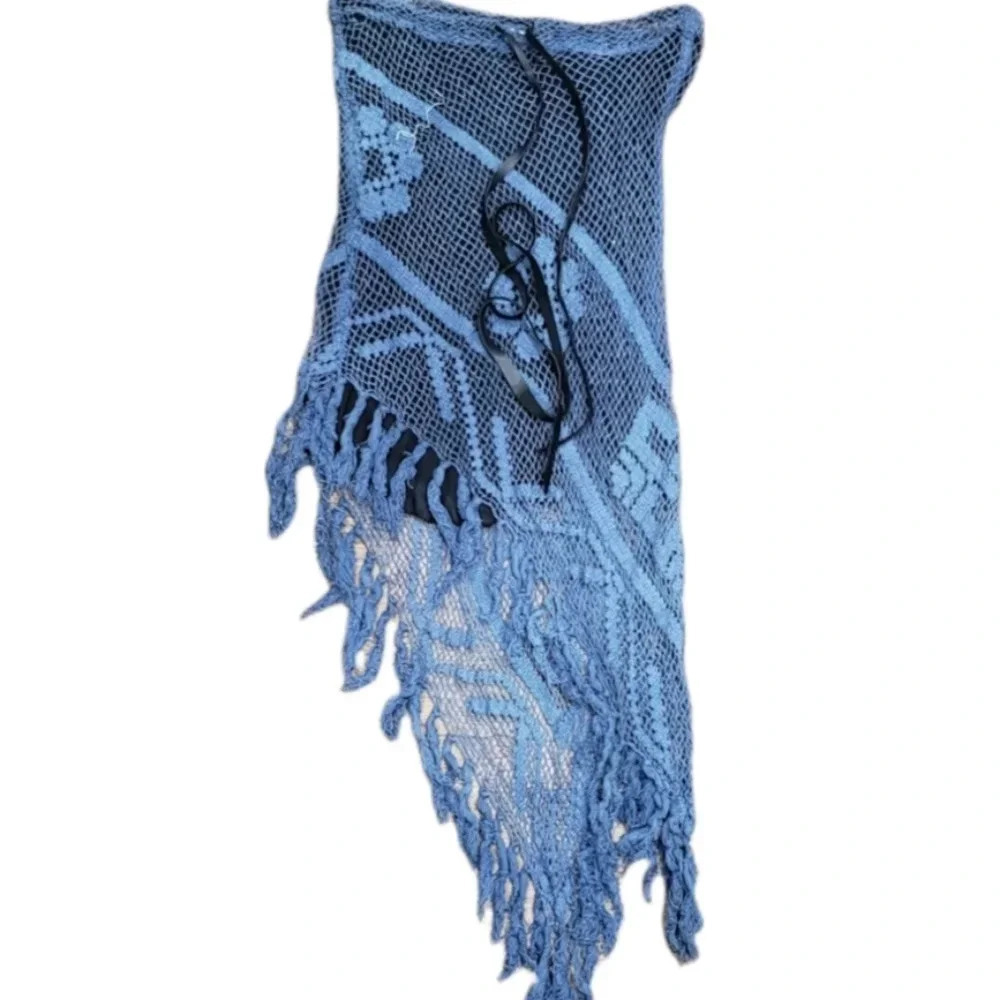 Katharine Story Blue Crochet Asymmetrical Skirt